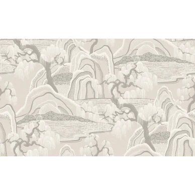 9591W IndigoGardenMural PatternImage image