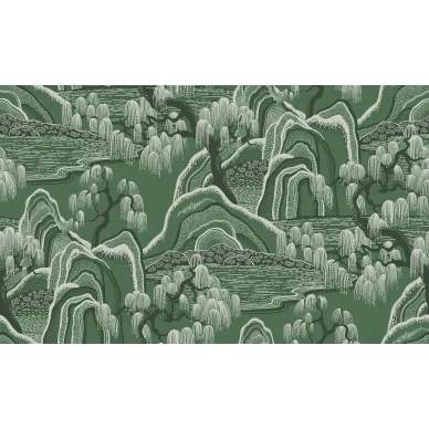 9592W IndigoGardenMural PatternImage image