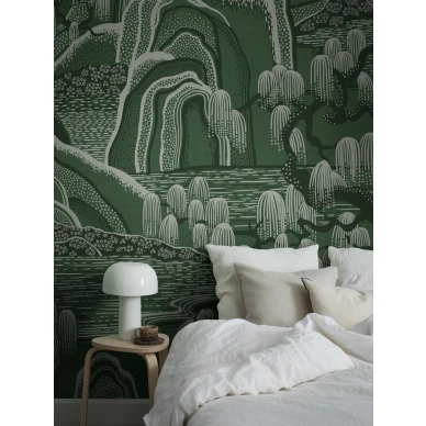 9592W IndigoGardenMural Roomshot image