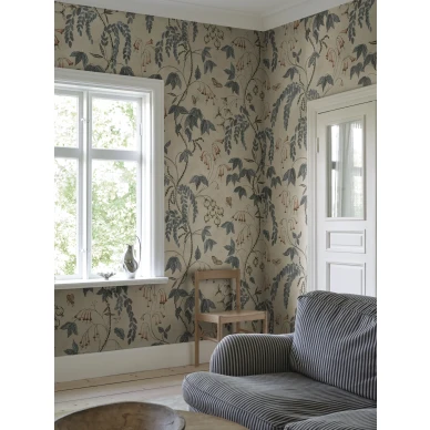 S10574 Ottilia Misty Blue Sandberg Wallpaper interior2 image