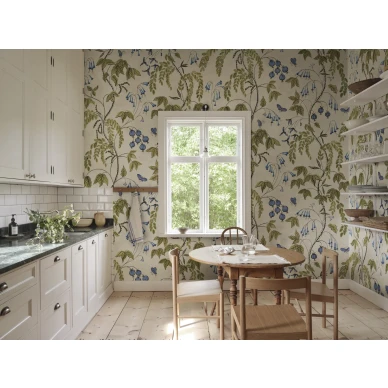 S10583 Ottilia Olive Green Sandberg Wallpaper interior1 image