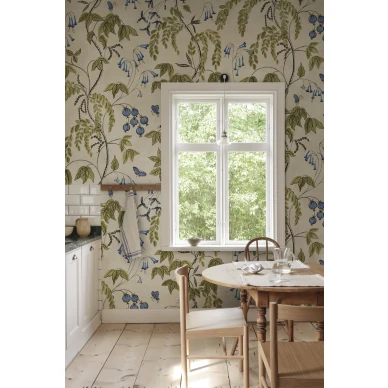 S10583 Ottilia Olive Green Sandberg Wallpaper interior2 image