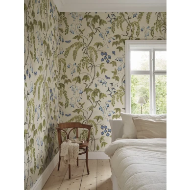 S10583 Ottilia Olive Green Sandberg Wallpaper interior3 image