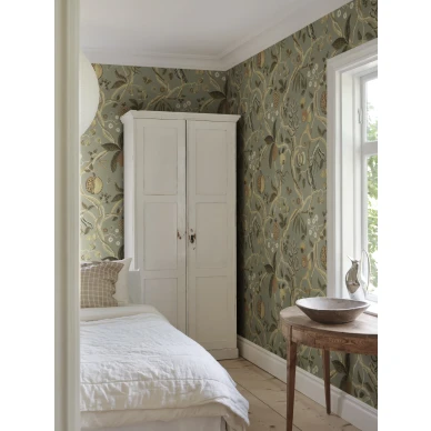 S10578 Tree of Life Mural Sage Green Sandberg Wallpaper interior1 image