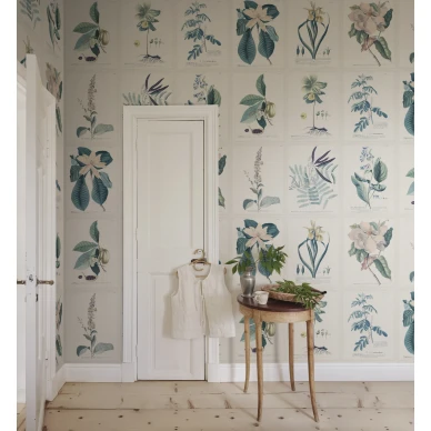 S10589 Flora Blue Sandberg Wallpaper interior1 image