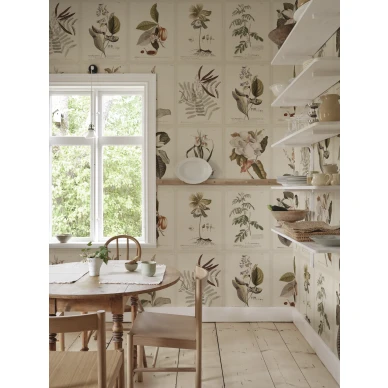 S10599 Flora Sepia Sandberg Wallpaper interior1 image