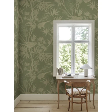 S10597 Celeste Mural Green Sandberg Wallpaper interior1 image