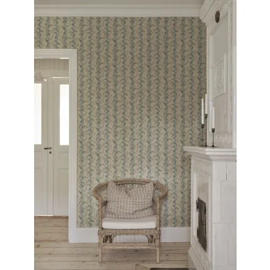 S10611 Beatrice Misty Blue Sandberg Wallpaper interior1 image
