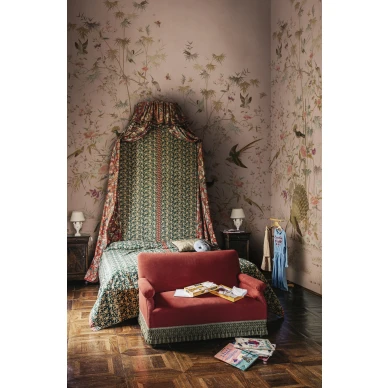 S10417 Chinoiserie Garden Pink Sandberg Wallpaper interior1 image