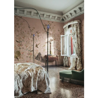 S10417 Chinoiserie Garden Pink Sandberg Wallpaper interior2 image