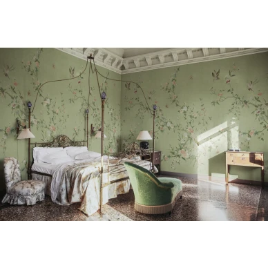 S10425 Bloom Green Sandberg Wallpaper interior2 image