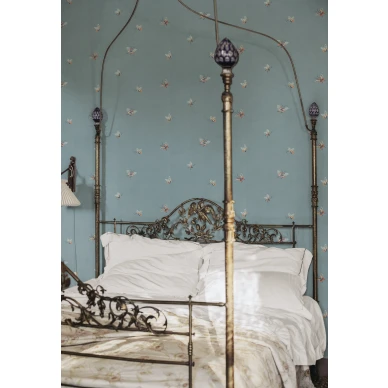 S10448 Butterflies Misty Blue Sandberg Wallpaper interior1 image