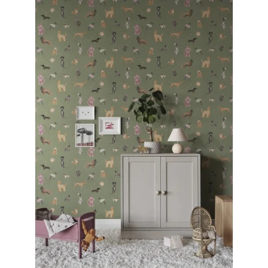 S10705 Taiga and Friends Green Sandberg Wallpaper interior1 1547x2100 501fc226 7f76 464c b16b 19c89da6078d image