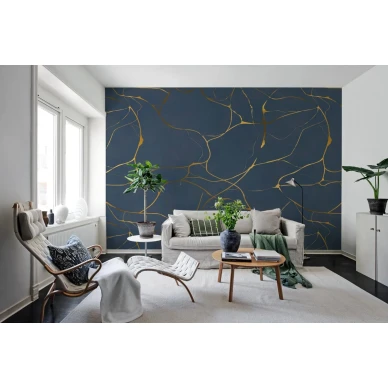 Golden swirls sininen olohuone image