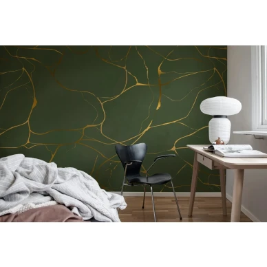 Golden swirls vihrea kuvatapetti image