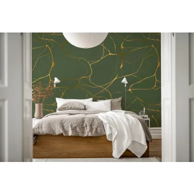 Golden swirls vihrea makuuhuone image