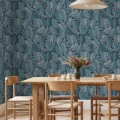 R21686 Swirling Fern Blue Rebel Walls interior2