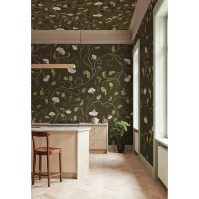R21668 Soft Vines Dark Green Rebel Walls interior1 image
