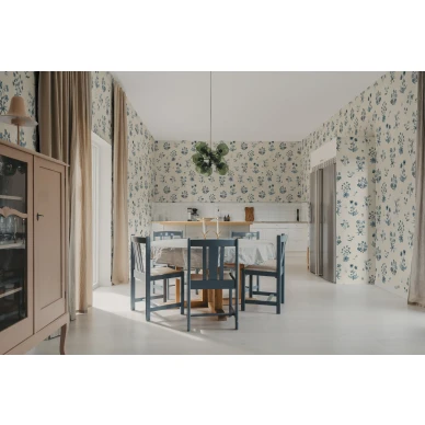 R22057 Timeless Flora Blue Rebel Walls interior1 image