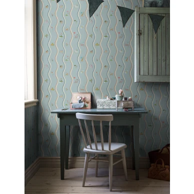 9871W Wavy Stripe Animals Roomshot image