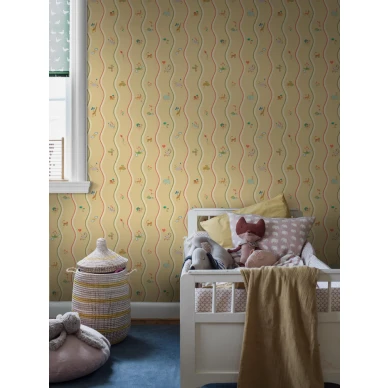 9873W Wavy Stripe Animals Roomshot image