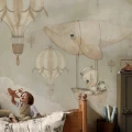 72 Flying Whale Wallpaper Mrs Mighetto Grey1 800x1200