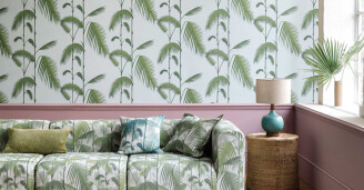 Olohuoneen retrotapetti Palm Leaves Cole et Son