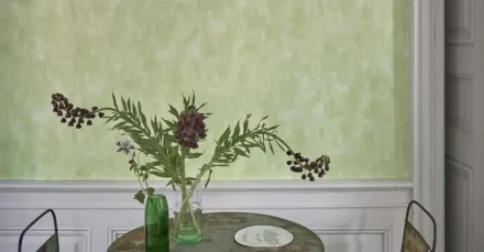 Vihrea tapetti Parchment Designers Guild