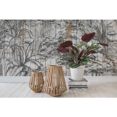 Secret Garden Bali Boards viidakko ja puupanelitapetti muraltapetti Rebel Wallsilta R14702 image