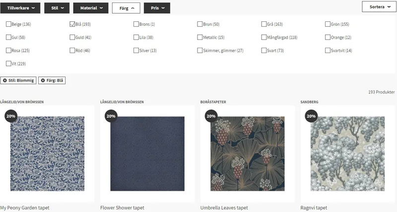 Wallpaper filter floral blue